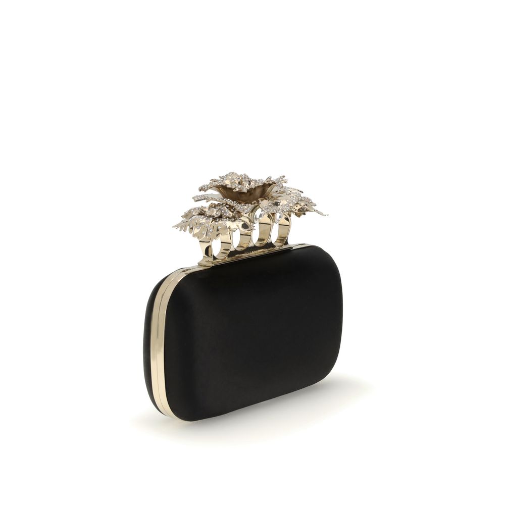 Alexander McQueen Black Silk Clutch Bag
