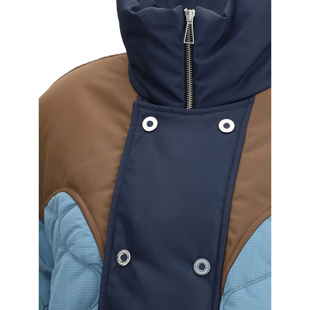 MARBELL Light Blue Polyamide Coat with double-breasted closure, contrasting shoulder detail, and elegant quilting. Stylish and functional design.
