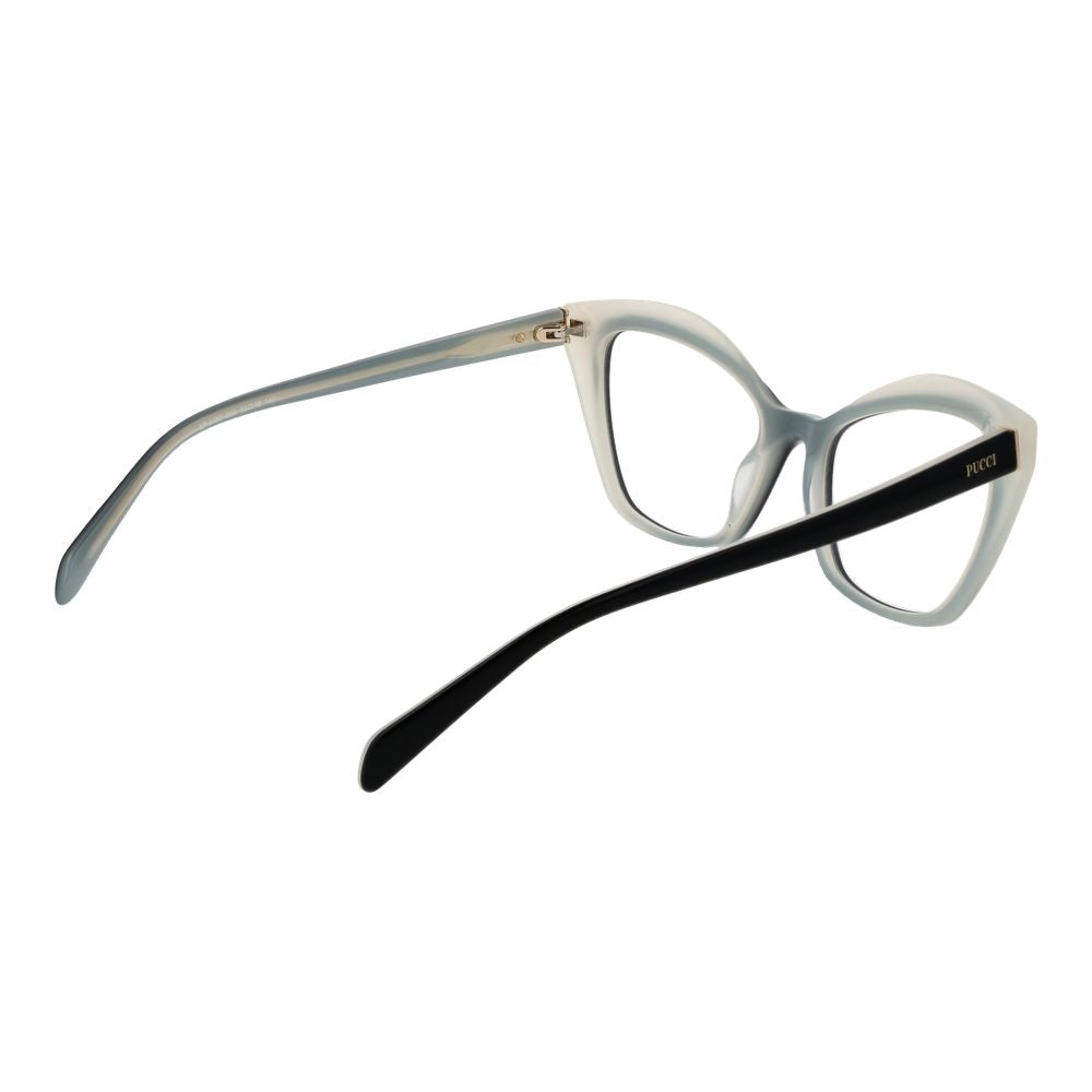 Emilio Pucci Black Women Glasses Frame, cat-eye style, black plastic full-rim with demo lenses, frame width 140mm, temples 140mm.