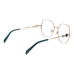 Emilio Pucci Rose Gold Women Glasses Frame, square metal full-rim, features demo lenses, size 55-18-140, with branded case.