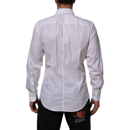 Dolce & Gabbana White Cotton MARTINI Formal Men Dress Shirt