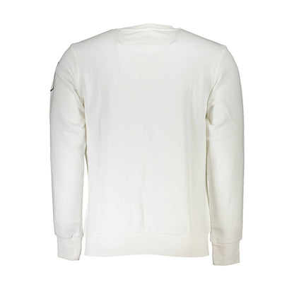 Back view of La Martina White Cotton Men's Sweater showcasing its simple and elegant design with a pure white color.