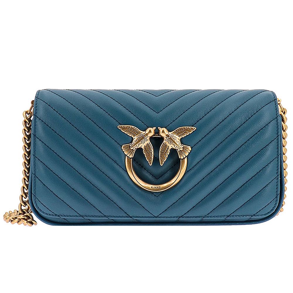 PINKO Blue Calfskin Women Crossbody Bag