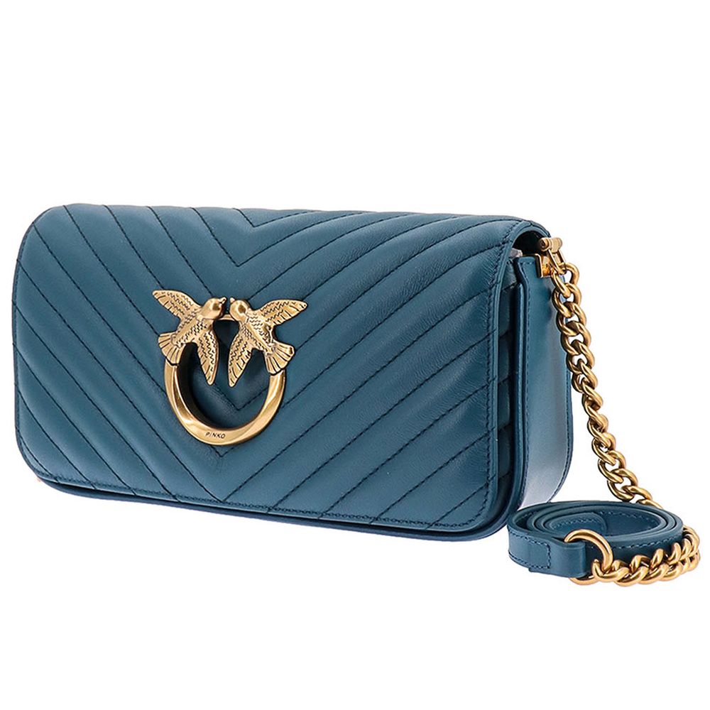 PINKO Blue Calfskin Women Crossbody Bag