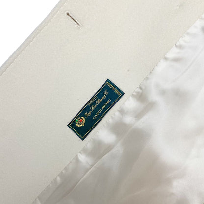 Label inside the Made in Italy White Wool Women Coat featuring Loro Piana fabric.