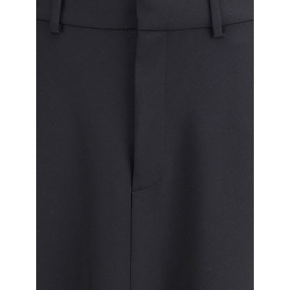 Close-up of Balenciaga Black Fleece Wool Long Skirt showing mid-rise waist and belt loops.
