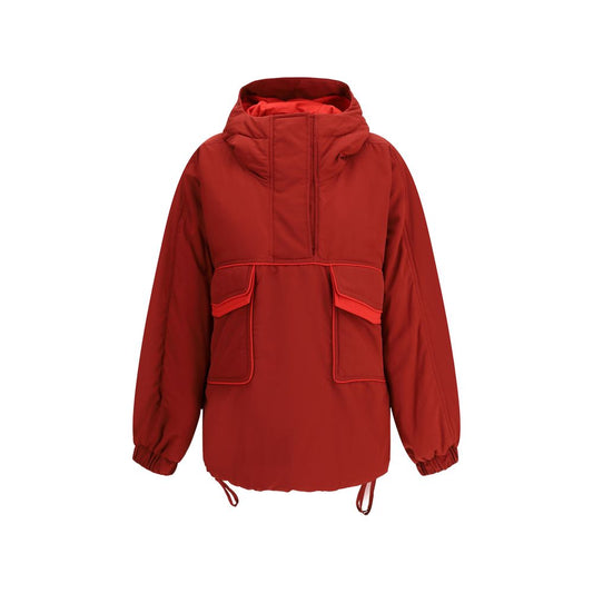 MARBELL Red Polyamide Shell Jacket with oversized fit, two front pockets, contrasting hoods, and drawstring hem for adjustable fit.