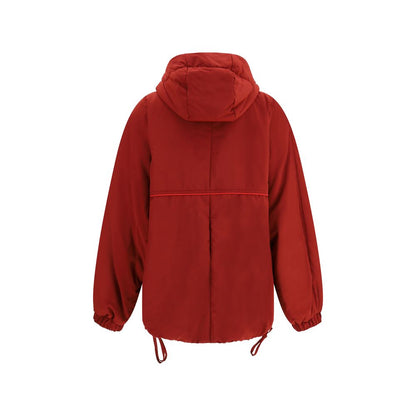 MARBELL Red Polyamide Shell Jacket with hood, two pockets, and drawstring hem for adjustable fit, autumn-winter oversize style.