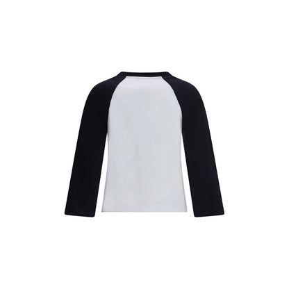 Back view of Ganni Multicolor Cotton T-Shirt with three-quarter length sleeves and raglan seams. Comfortable fit and stylish design for AW25.