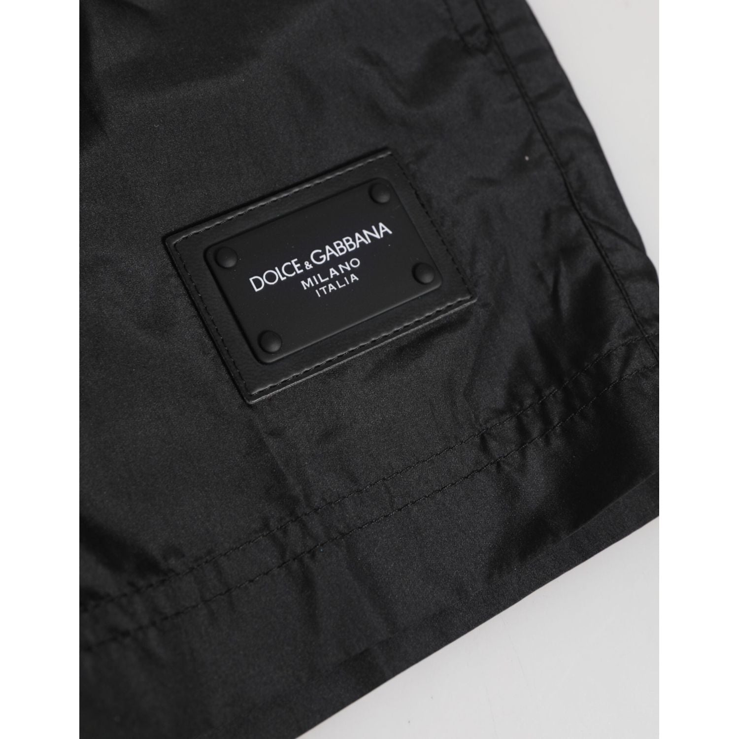 Dolce & Gabbana Black Logo Polyester Beachwear Shorts Swimwear