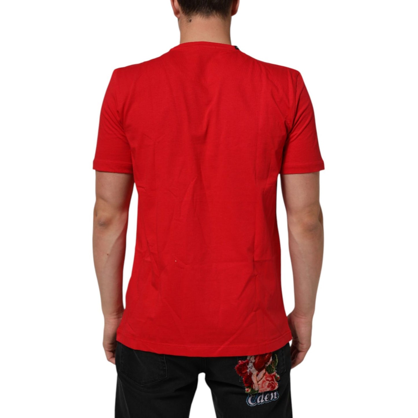 Dolce & Gabbana Red Goodluck 2023 Cotton Crew Neck T-shirt