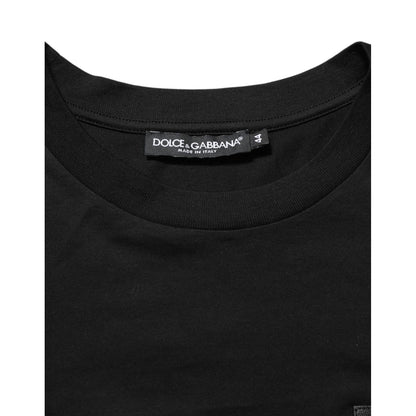 Dolce & Gabbana Black Logo Plaque Cotton Crew Neck T-shirt
