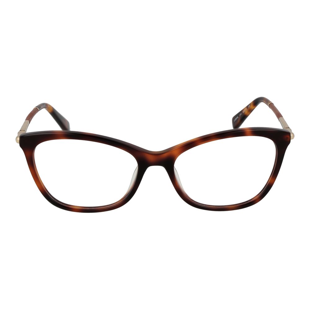 Longchamp Brown Women Glasses Frame, full-rim acetate, rectangular style with demo lenses, size 52-16-135, spring hinge included.