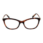 Longchamp Brown Women Glasses Frame, full-rim acetate, rectangular style with demo lenses, size 52-16-135, spring hinge included.