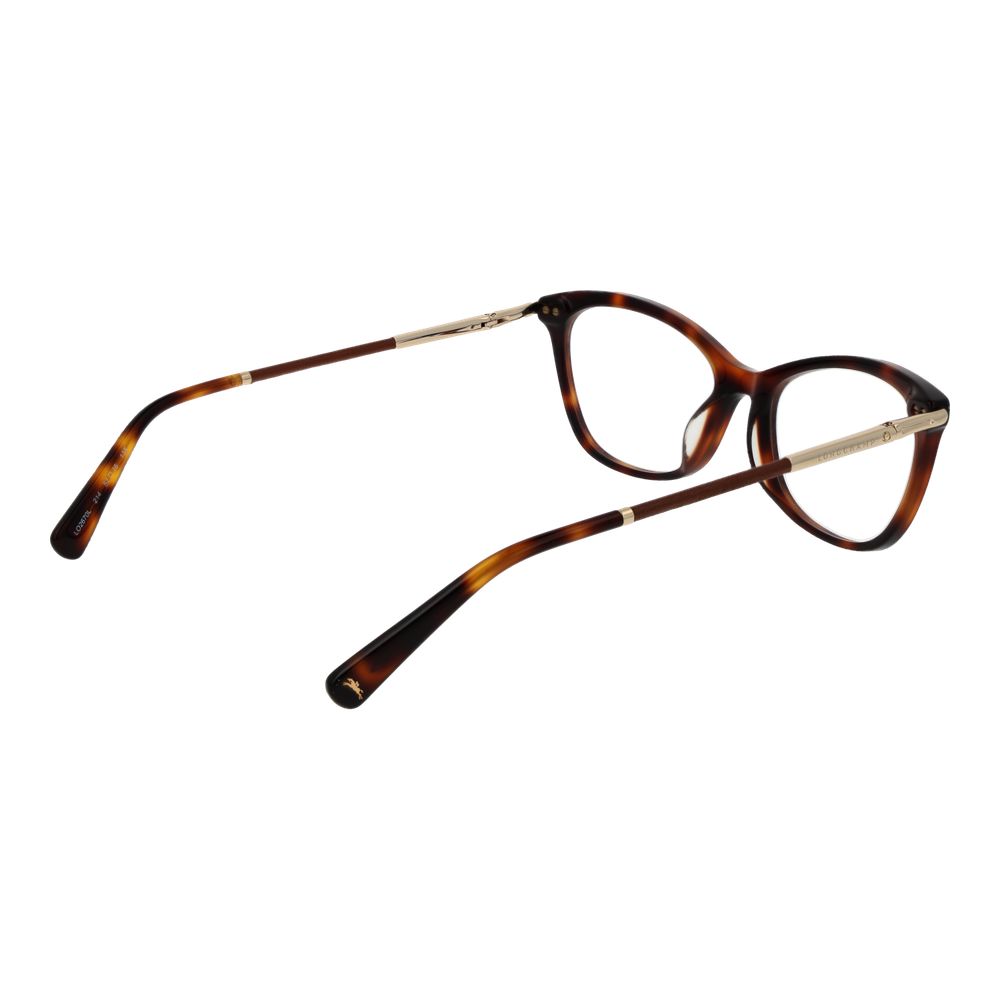 Longchamp Brown Women Glasses Frame with full-rim rectangle design, acetate material, and demo lenses, perfect for style and comfort.
