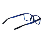 Nike Black Men Glasses Frame in blue stainless steel, full-rim square style with demo lenses, temples length 140mm.