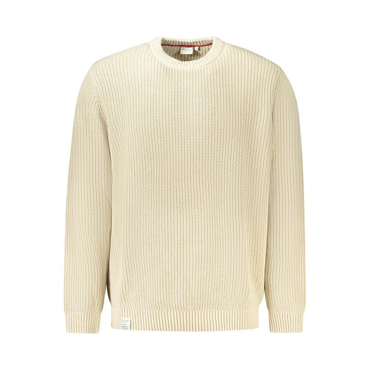 Pepe Jeans Beige Cotton Men Sweater - sustainable long-sleeved crew neck, 100% cotton with iconic logo for eco-conscious style.