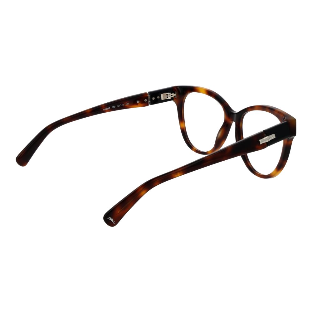 Longchamp Brown Acetate Glasses (Frames) with butterfly style, full-rim, size 53-16-140, acetate material, and demo plastic lenses.