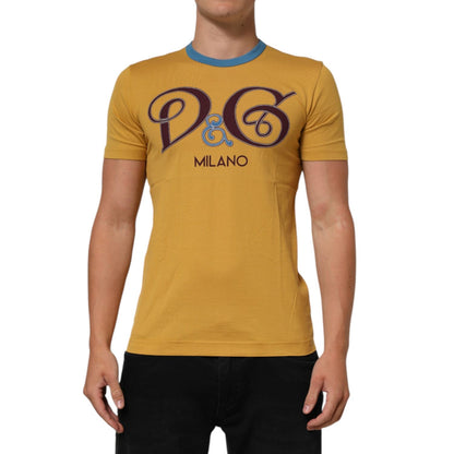 Dolce & Gabbana Yellow Logo Crew Neck Short Sleeves T-shirt