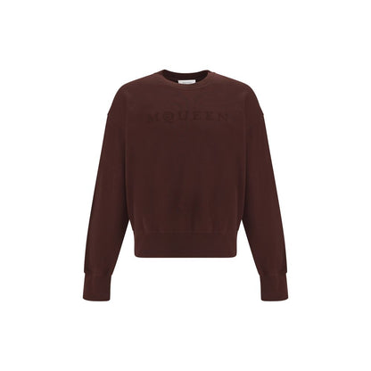 Alexander McQueen Brown Cotton Sweatshirt featuring tonal logo, crewneck style, 100% cotton, ideal for casual or polished look, AW25 season.