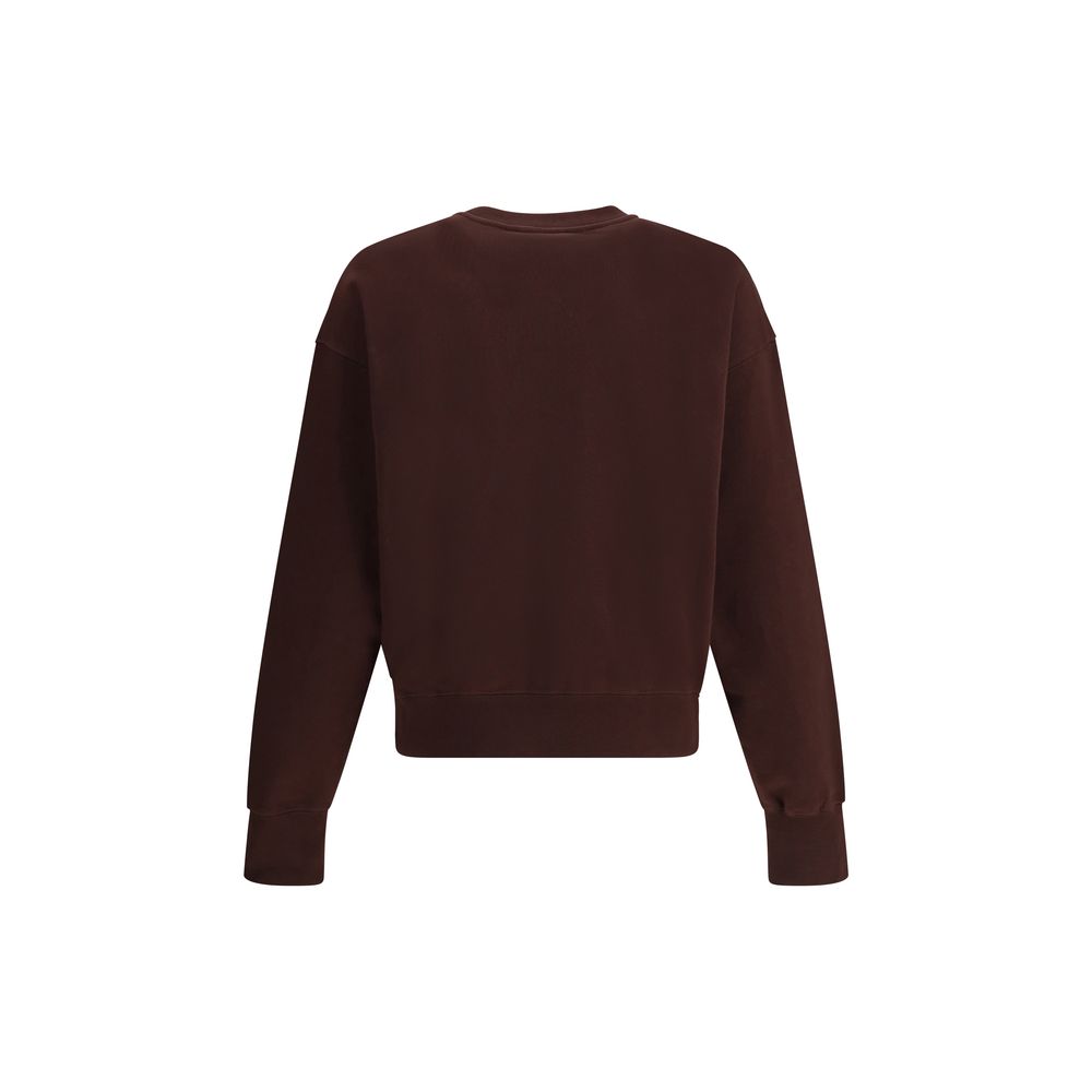 Back view of Alexander McQueen Brown Cotton Sweatshirt with tonal McQueen logo, crewneck style ideal for a refined casual look.