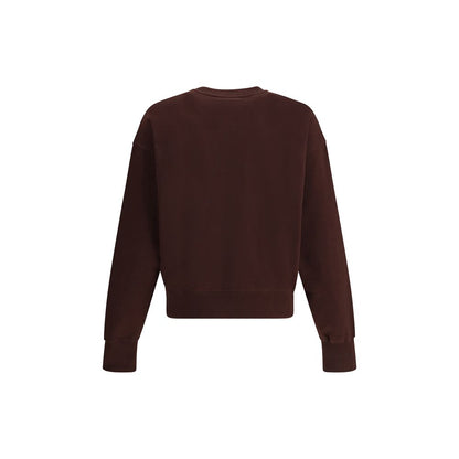 Back view of Alexander McQueen Brown Cotton Sweatshirt with tonal McQueen logo, crewneck style ideal for a refined casual look.