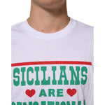 Dolce & Gabbana White Graphic Print Cotton Crew Neck T-shirt