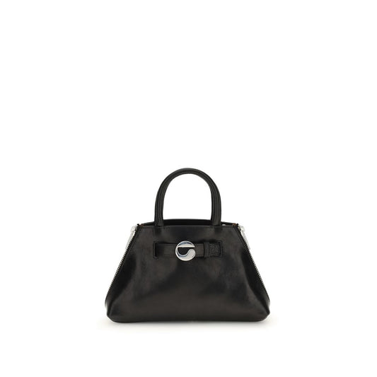 Coperni Black Calf Leather Bos Taurus Shoulder Bag with sleek silhouette and crinkled finish, featuring a detachable strap. AW25 fashion.
