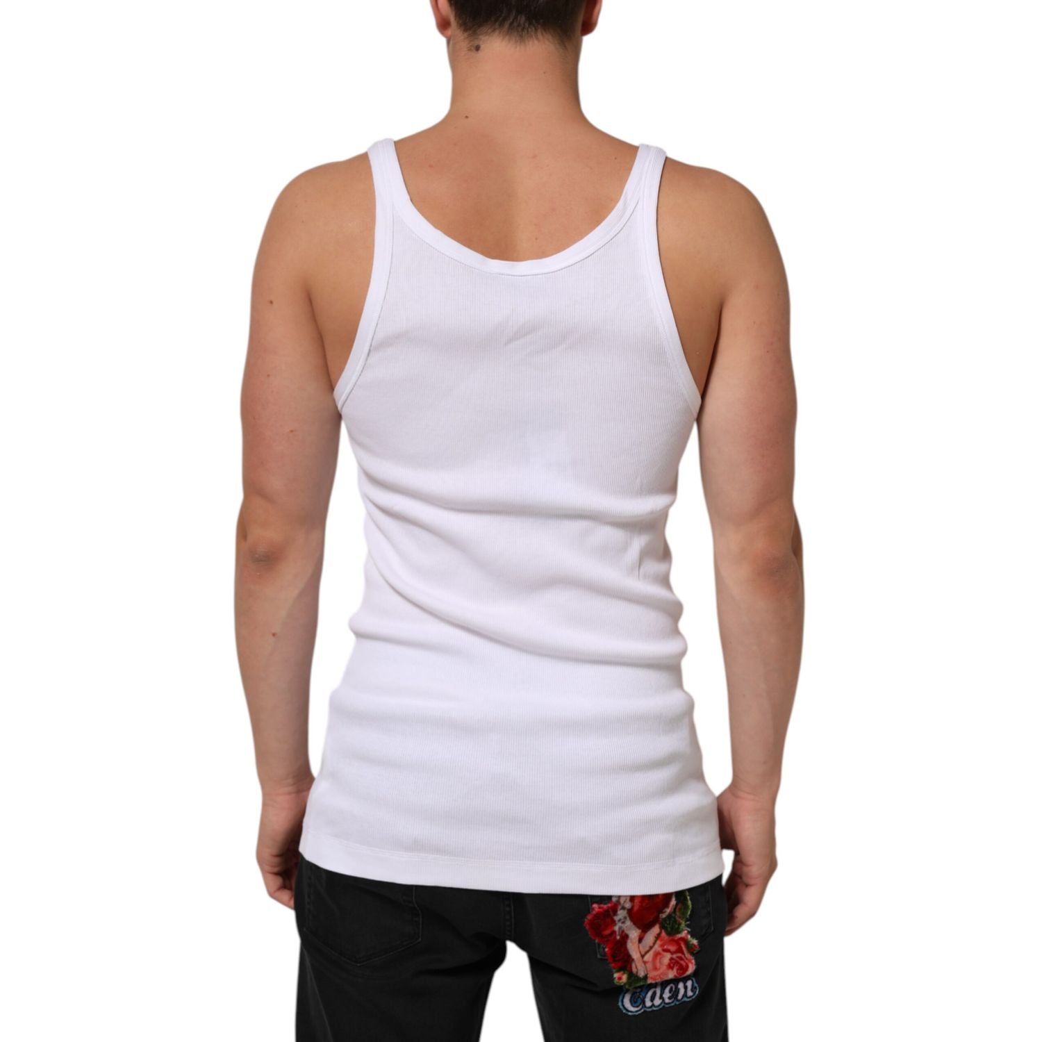 Dolce & Gabbana White Sleeveless Round Neck Tank Top T-shirt