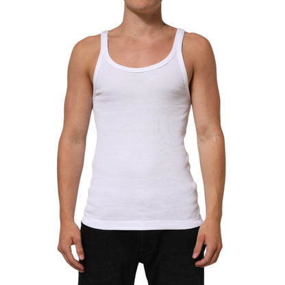 Dolce & Gabbana White Sleeveless Round Neck Tank Top T-shirt on male model
