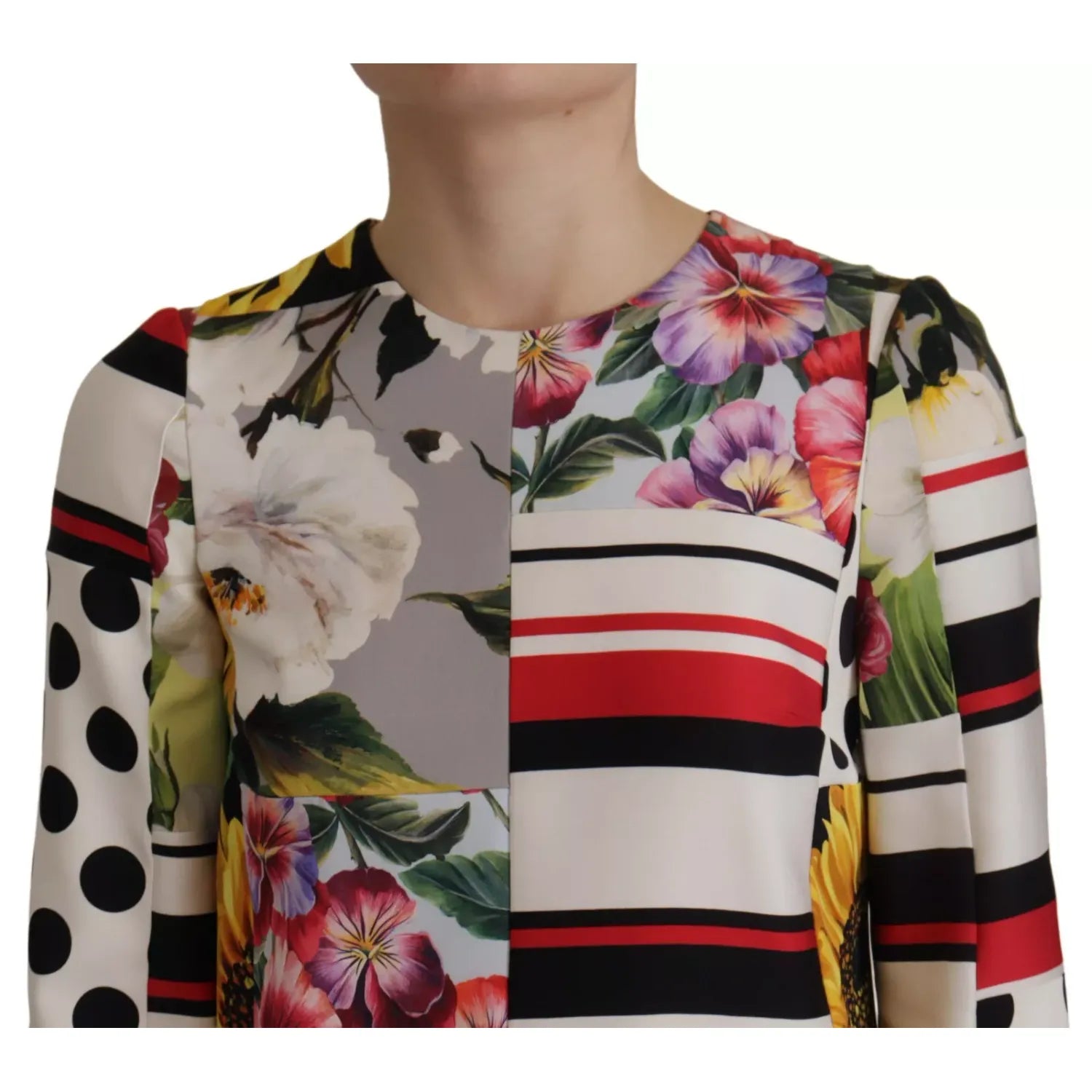 Dolce & Gabbana Multicolor Pachwork Charmeuse Floral Shift Dress