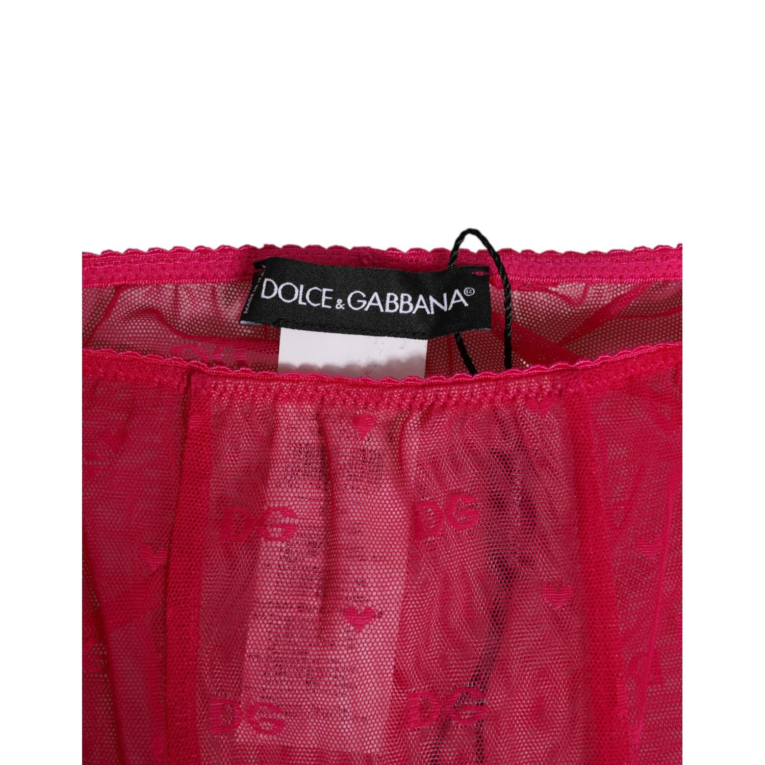 Dolce & Gabbana Fuchsia Logo Lace Tight Midi Trousers Underwear