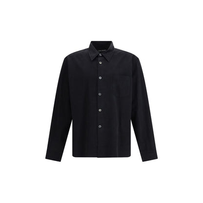 Our Legacy Black Cotton Dress Shirt in liquid poplin with pearl buttons, regular fit, AW25 season, 40% cotton, 60% lyocell.
