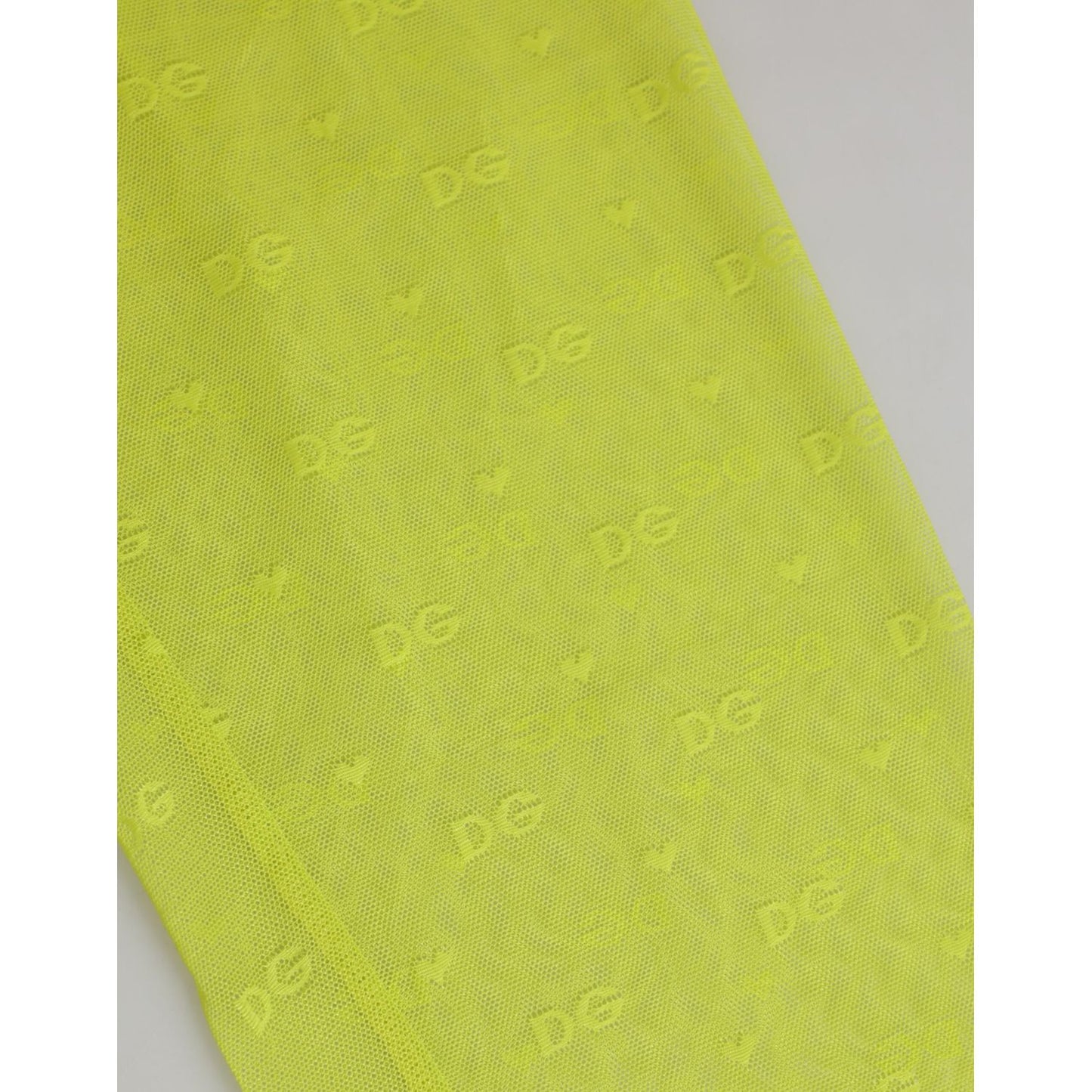 Dolce & Gabbana Neon Green Nylon Logo Lace Leggings Pants Underwear