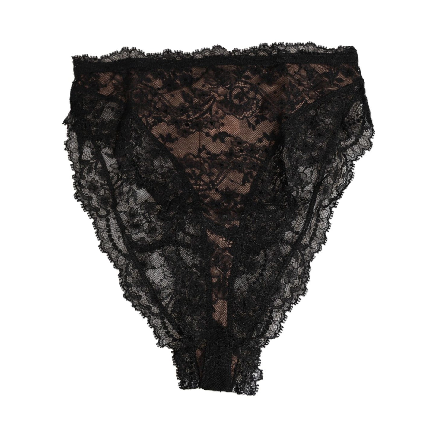 Dolce & Gabbana Black Floral Lace Mesh High Brief Panty Underwear