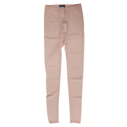 Dolce & Gabbana Beige Nylon Logo Lace Leggings Pants Underwear