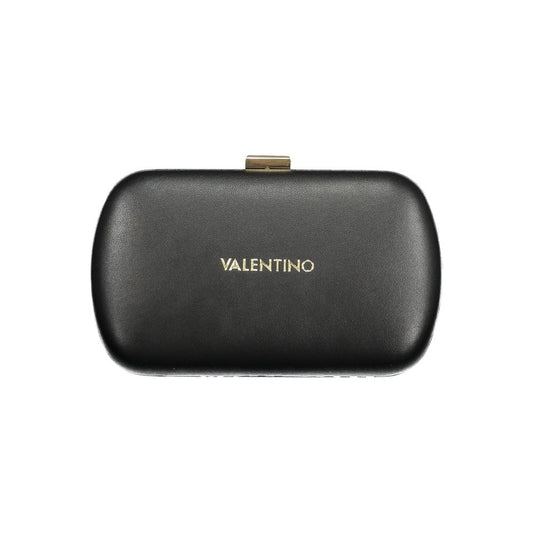 Mario Valentino Black Polyethylene Handbag with logo and snap closure, featuring a removable chain shoulder strap.