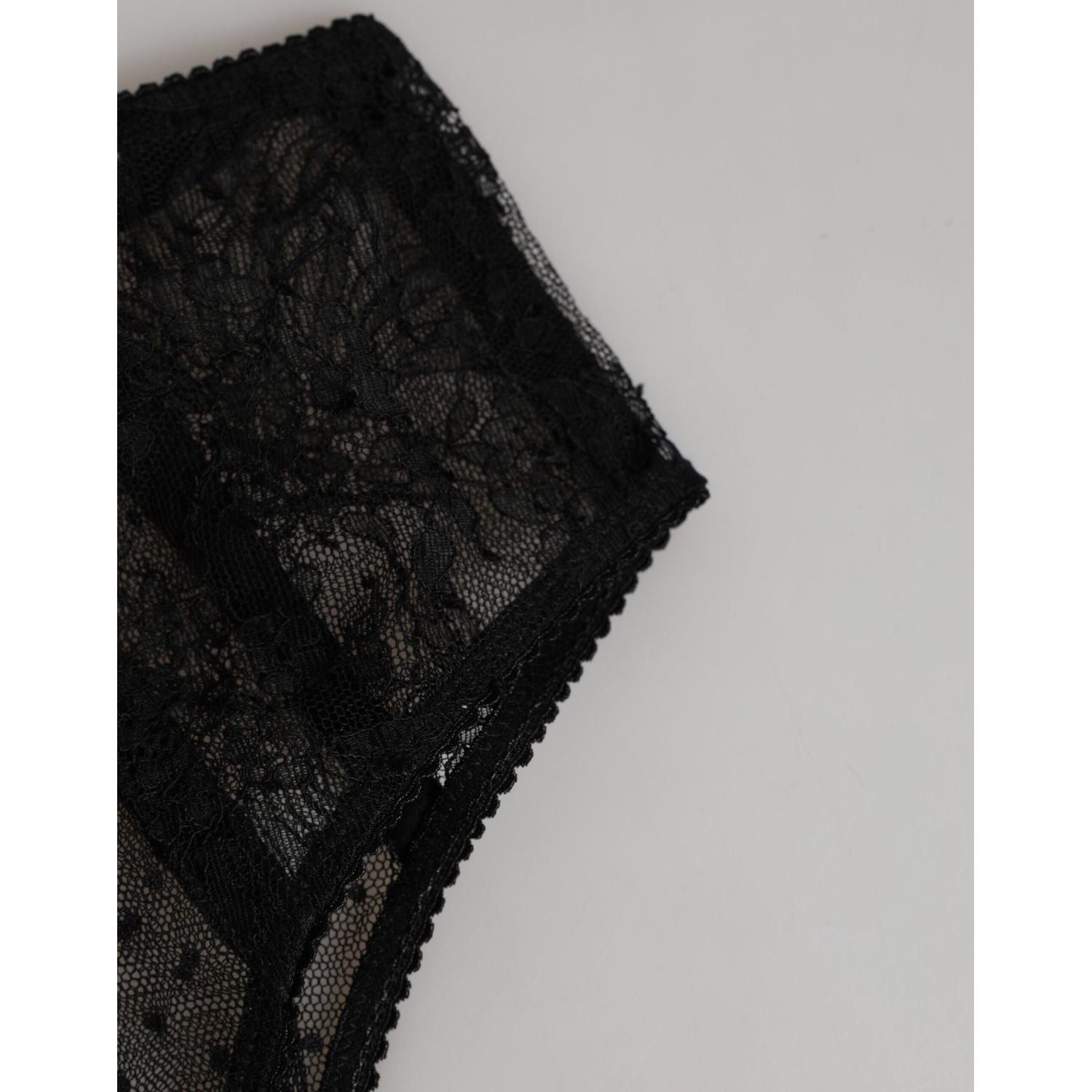 Dolce & Gabbana Black Lace Polka Dot Mesh High Waist Underwear