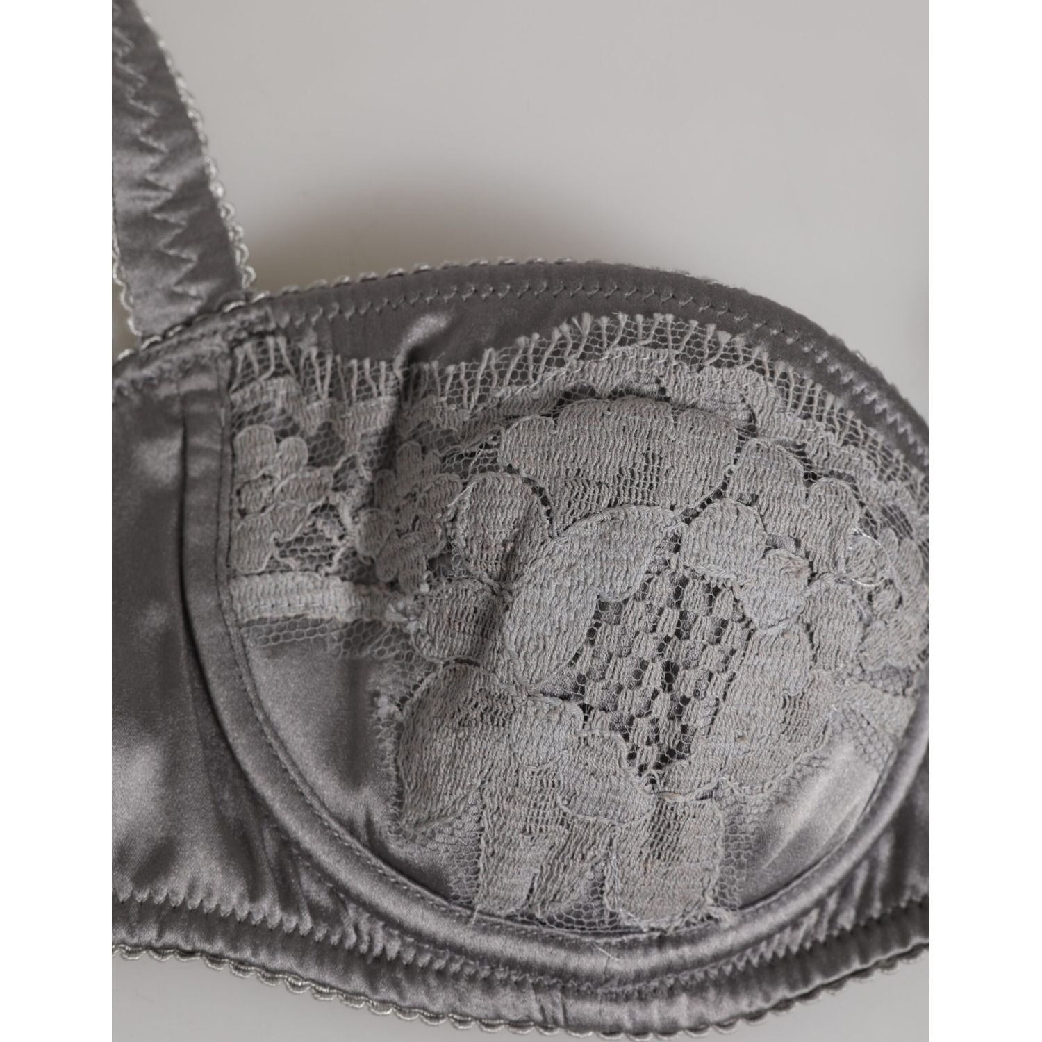 Dolce & Gabbana Gray Silk Underwired Balconette Bra Underwear