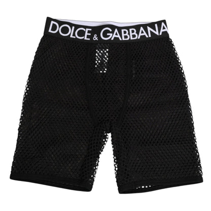 Dolce & Gabbana Black Cotton Logo Shorts Midi Trouser Underwear