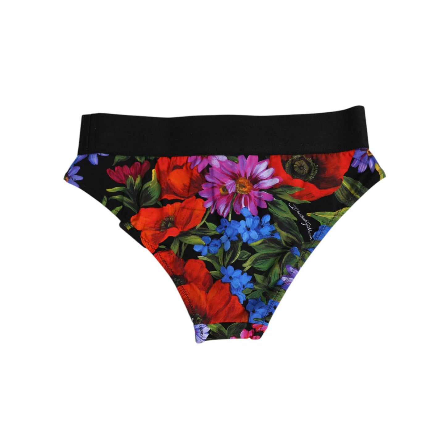 Dolce & Gabbana Black Floral Print High Waist Panty Underwear