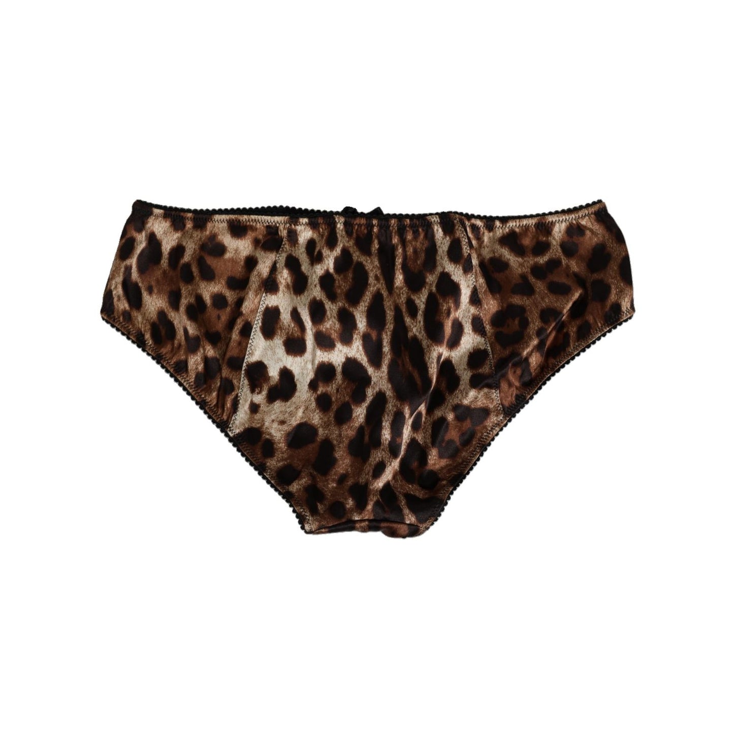 Dolce & Gabbana Brown Leopard Silk Mid Waist Panty Underwear in signature leopard print, mid-waist fit, made in Italy.