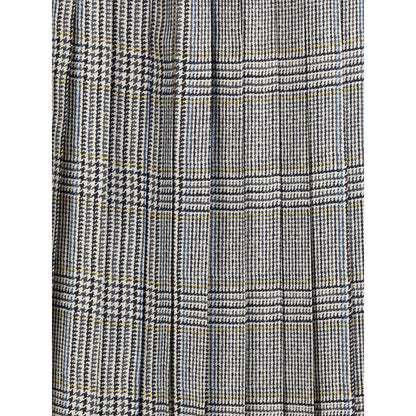 Thom Browne Multicolor Silk Midi Skirt, elegant tweed pattern close-up with signature grosgrain tab for a timeless AW25 look.