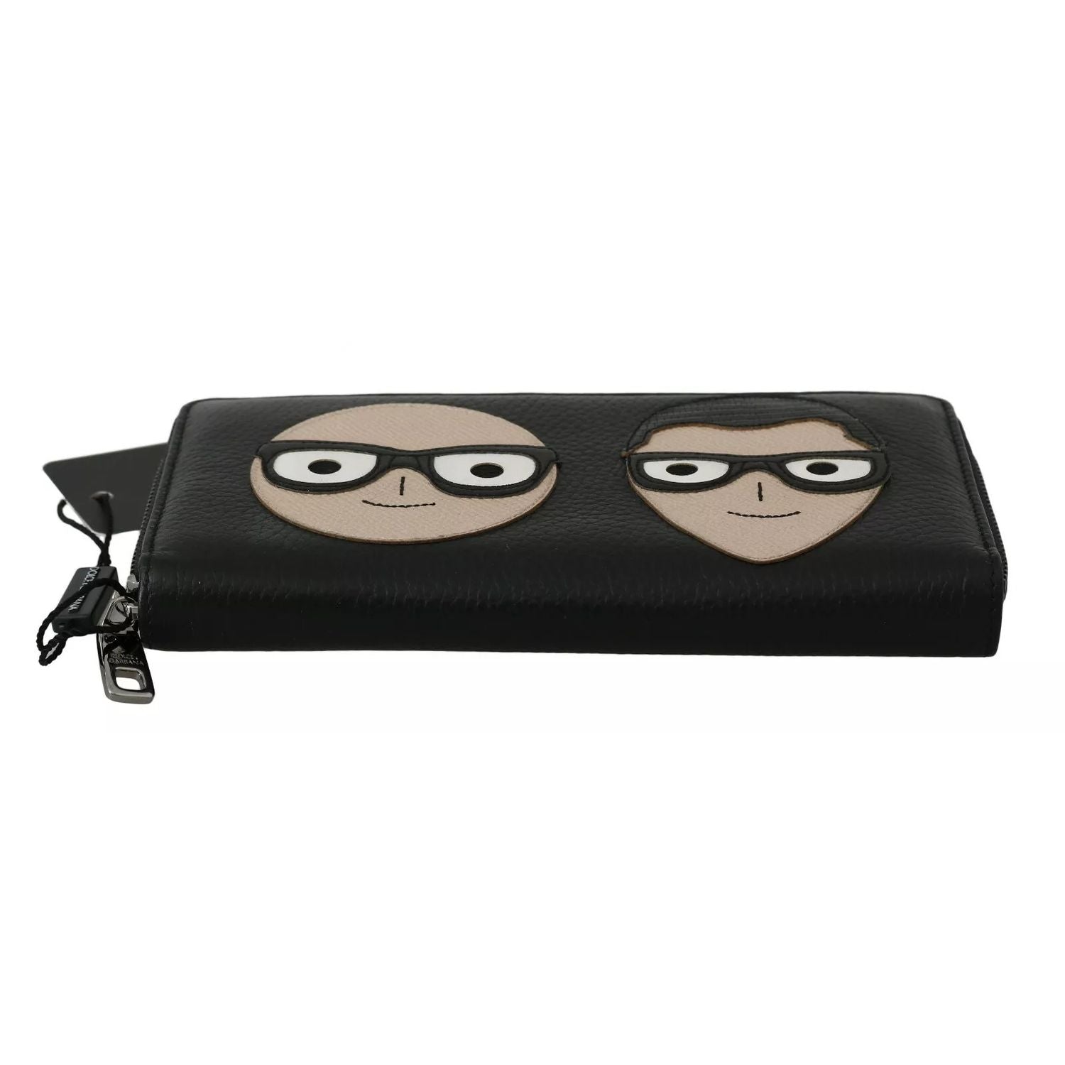 Dolce & Gabbana Black Leather #DGFAMILY Zipper Continental Mens Wallet