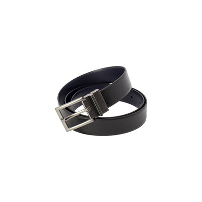 Antony Morato Black Leather Regular Belt with elegant metal buckle, 100% leather, versatile accessory for men’s wardrobe.
