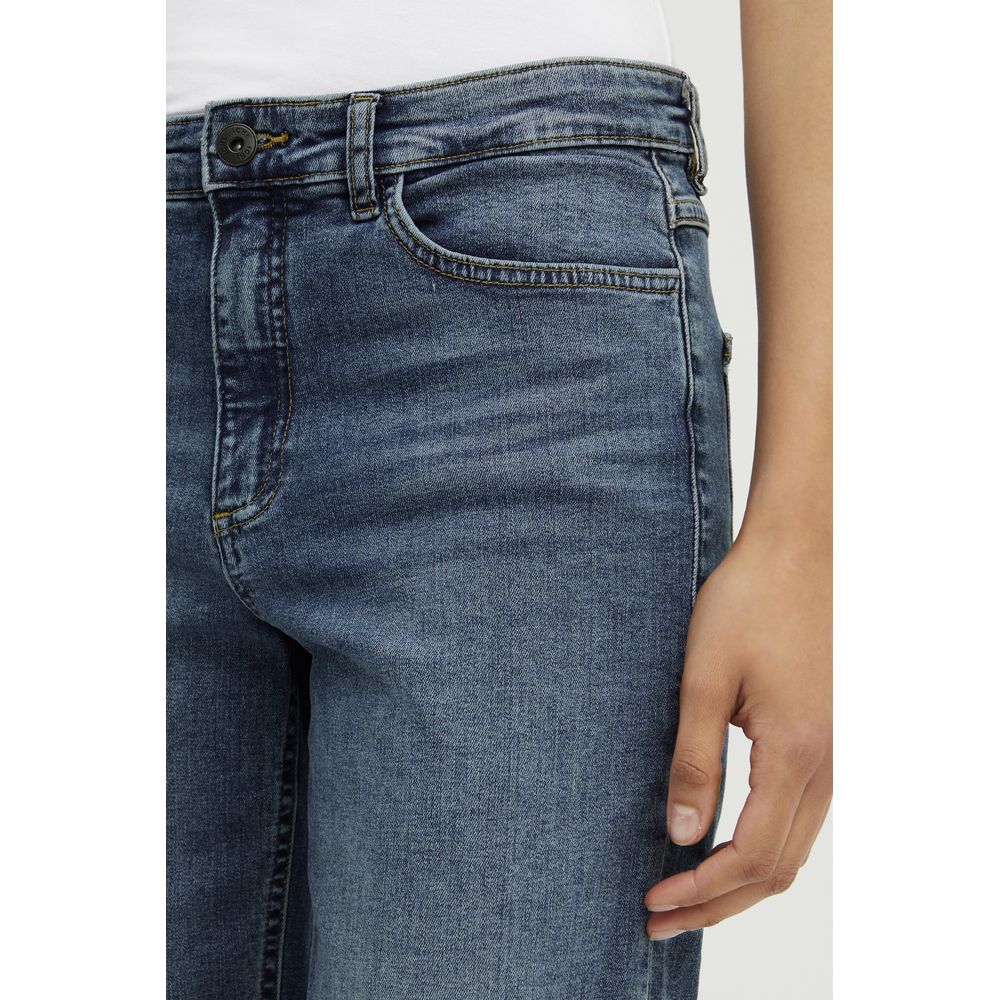 ICHI Blue Cotton Mom Jeans