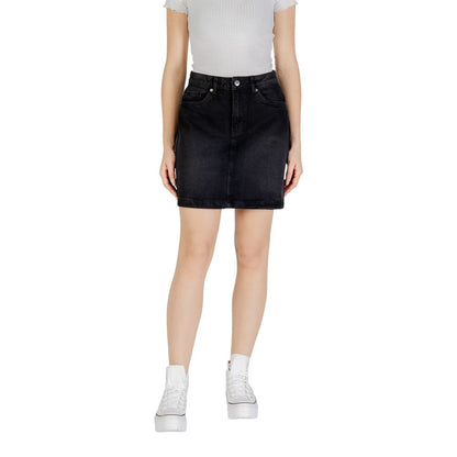 ICHI Black Cotton Mini Skirt