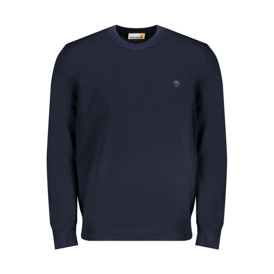 Timberland Blue Cotton Sweater, long-sleeved crew neck t-shirt, 100% organic cotton with logo