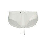 Trussardi White Elastane Swimwear beach briefs with elastic waist and logo print.