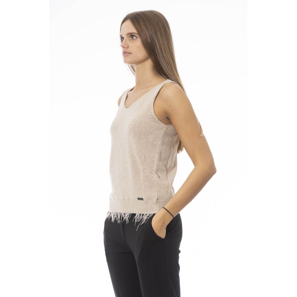 Baldinini Trend Beige Wool Tank Top